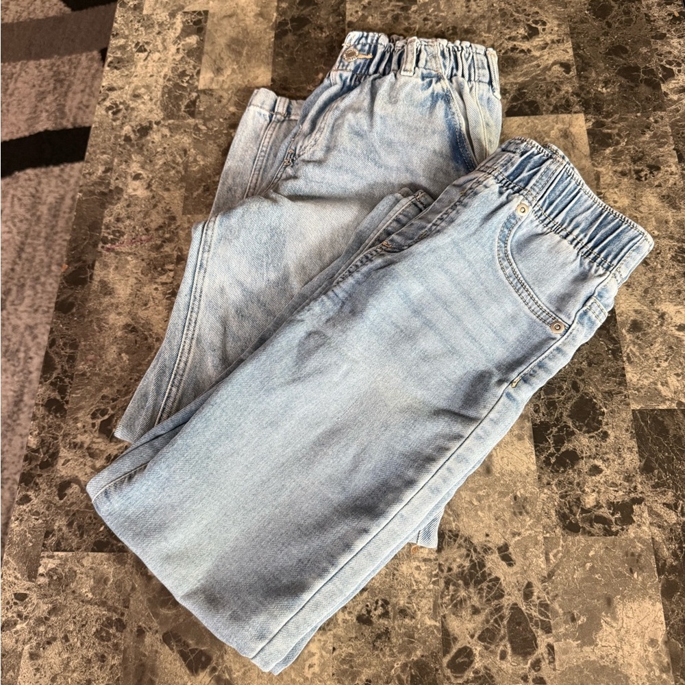 H&M Light Blue Elastic-Waist Girl kids Jeans size 9/10 set of 2